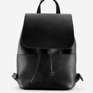 Subdued Black Vegan Leather Mini Backpack